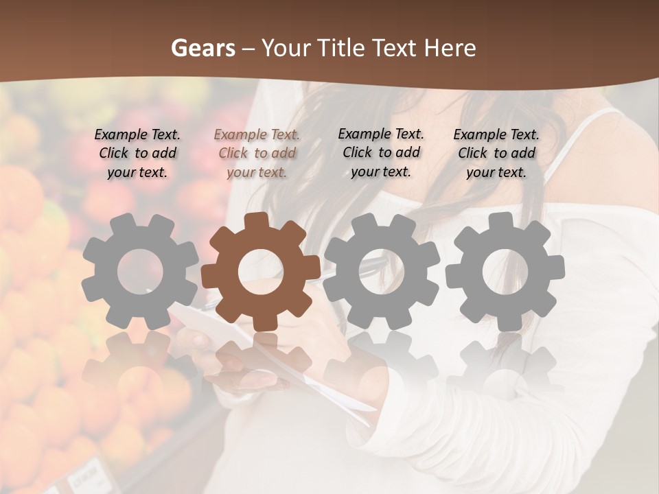 A Woman In A Grocery Store Writing On A Clipboard PowerPoint Template