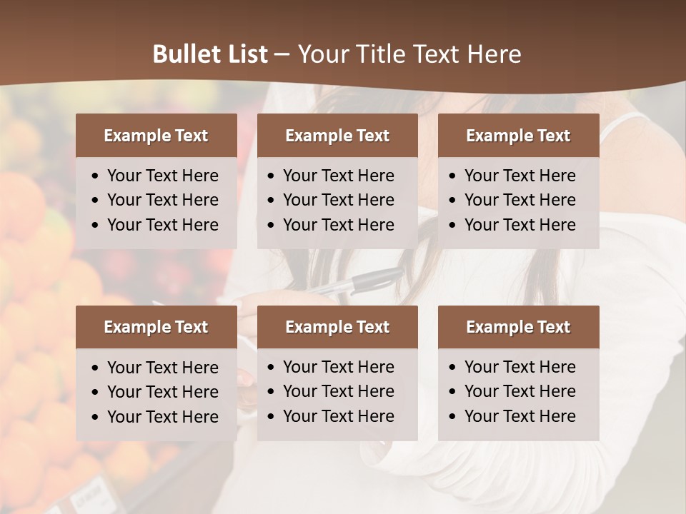 A Woman In A Grocery Store Writing On A Clipboard PowerPoint Template