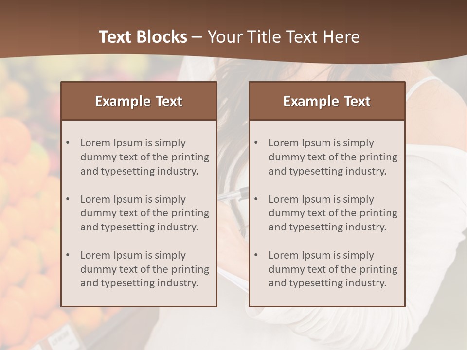 A Woman In A Grocery Store Writing On A Clipboard PowerPoint Template