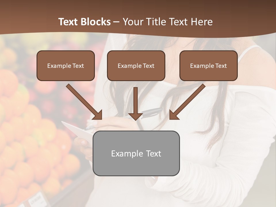 A Woman In A Grocery Store Writing On A Clipboard PowerPoint Template