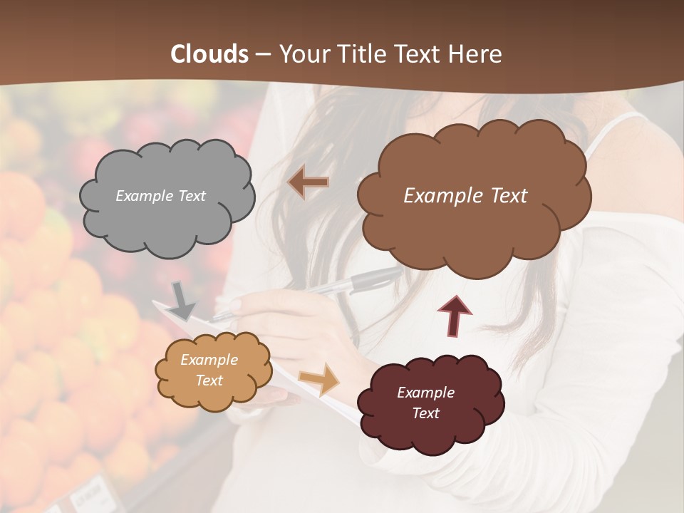 A Woman In A Grocery Store Writing On A Clipboard PowerPoint Template