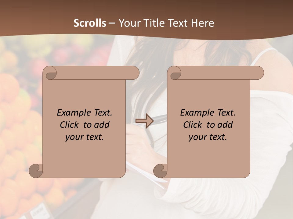 A Woman In A Grocery Store Writing On A Clipboard PowerPoint Template
