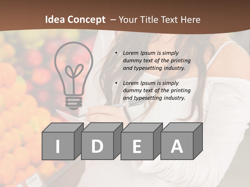 A Woman In A Grocery Store Writing On A Clipboard PowerPoint Template