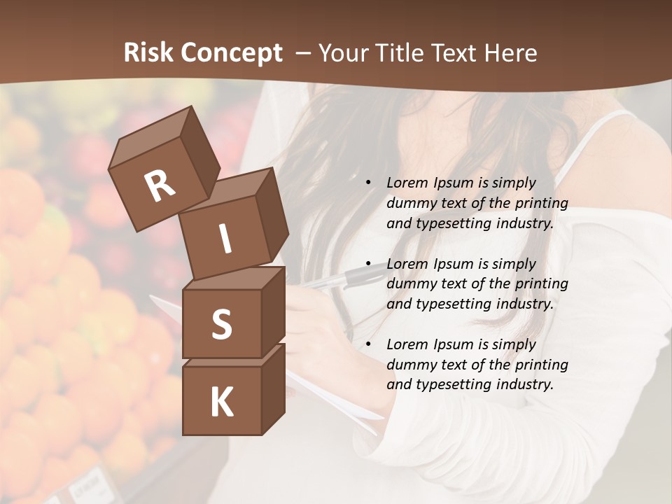 A Woman In A Grocery Store Writing On A Clipboard PowerPoint Template