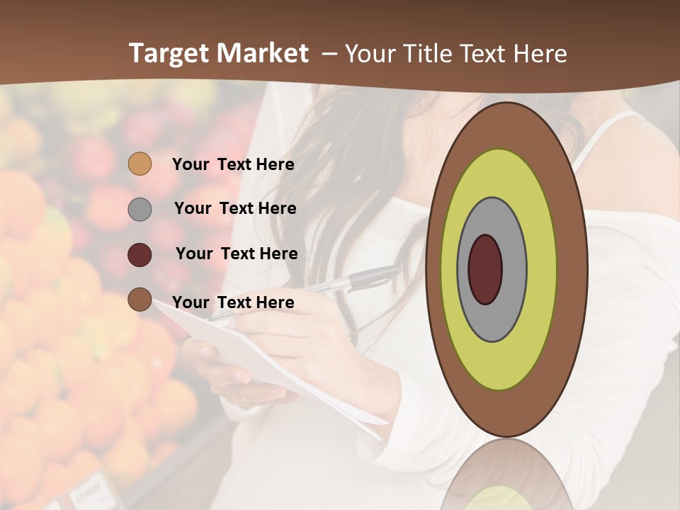 A Woman In A Grocery Store Writing On A Clipboard PowerPoint Template