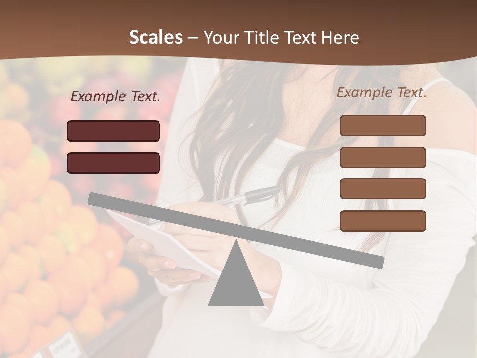 A Woman In A Grocery Store Writing On A Clipboard PowerPoint Template