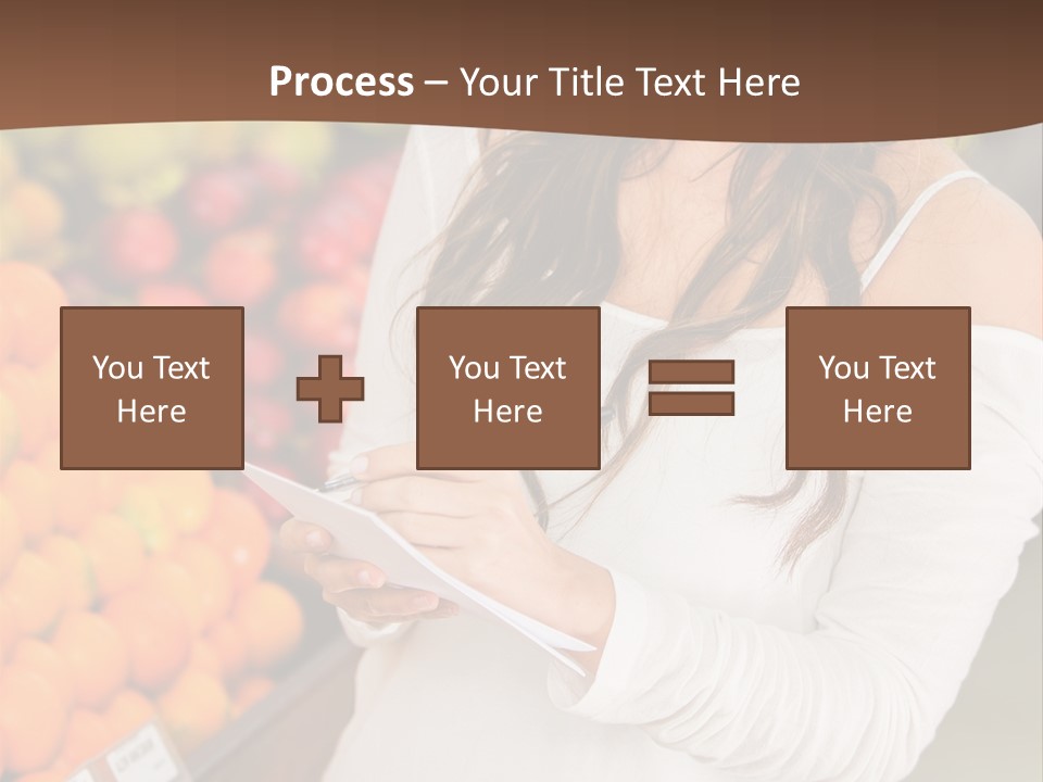 A Woman In A Grocery Store Writing On A Clipboard PowerPoint Template