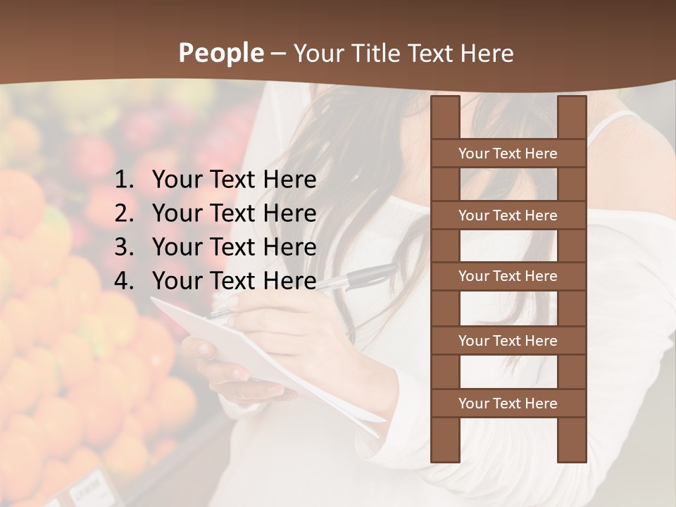 A Woman In A Grocery Store Writing On A Clipboard PowerPoint Template