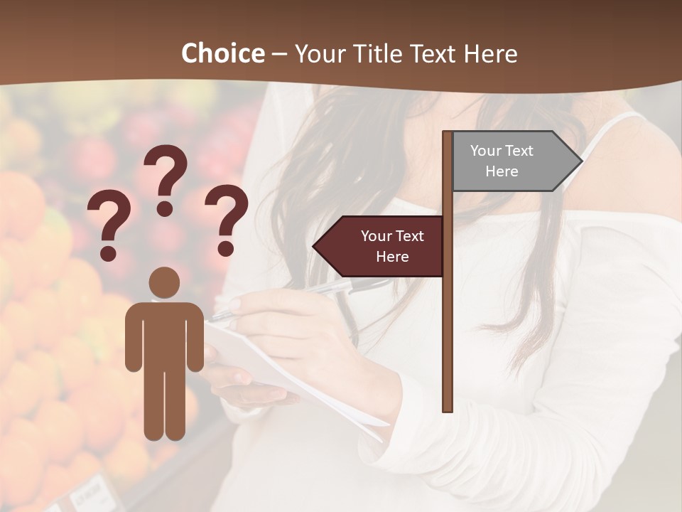 A Woman In A Grocery Store Writing On A Clipboard PowerPoint Template