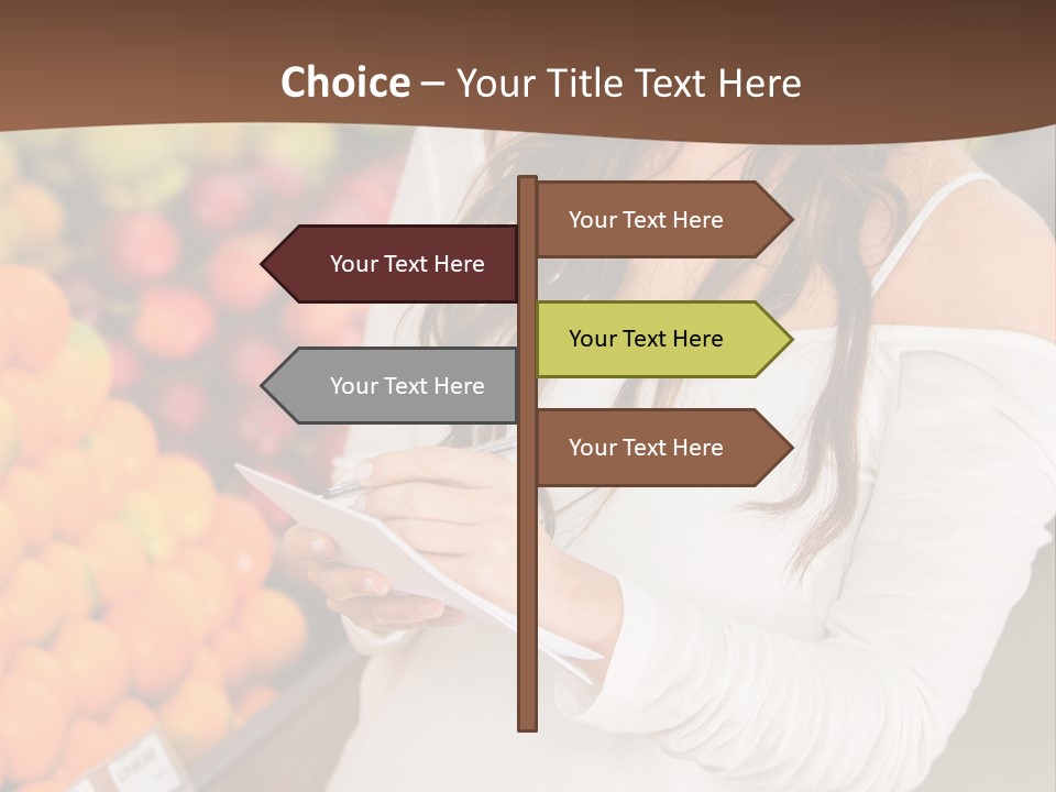 A Woman In A Grocery Store Writing On A Clipboard PowerPoint Template