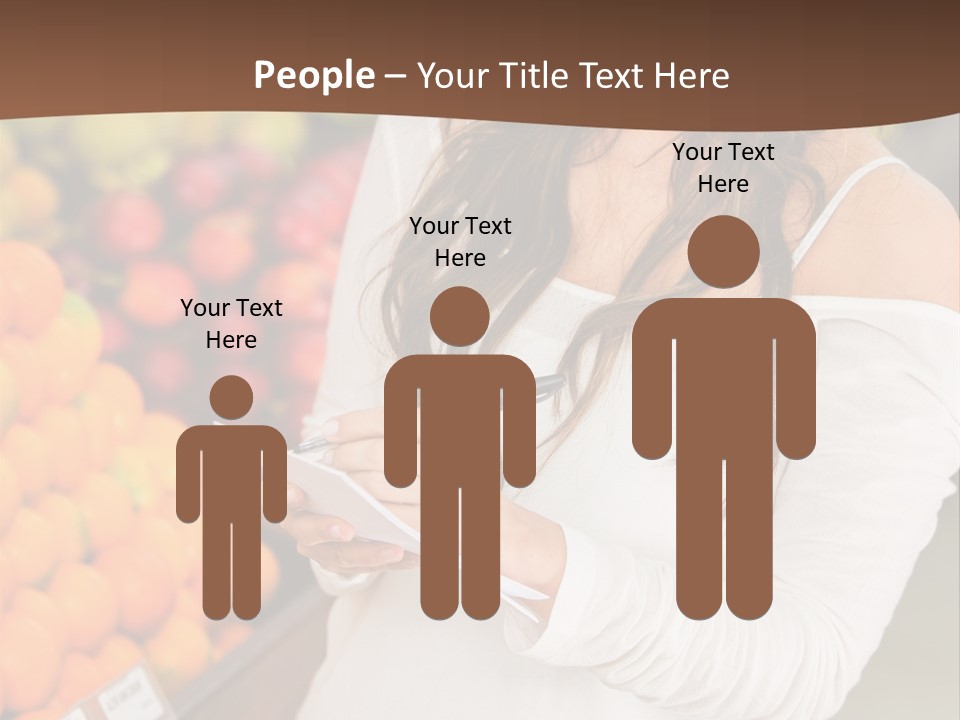 A Woman In A Grocery Store Writing On A Clipboard PowerPoint Template