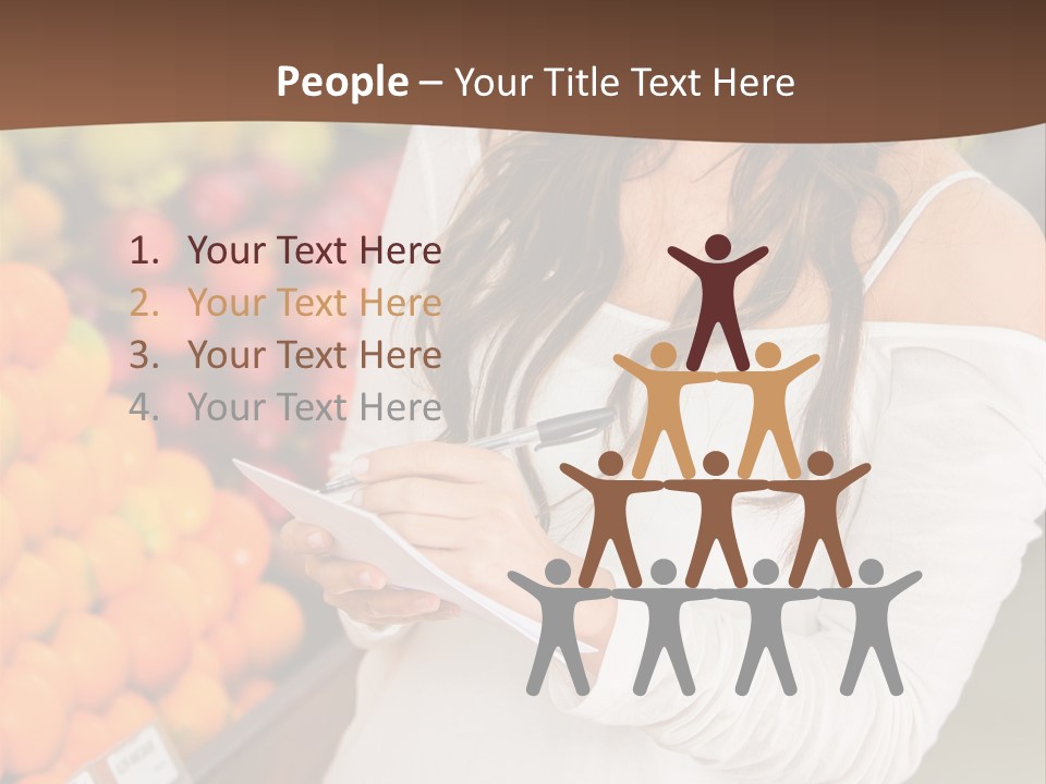 A Woman In A Grocery Store Writing On A Clipboard PowerPoint Template