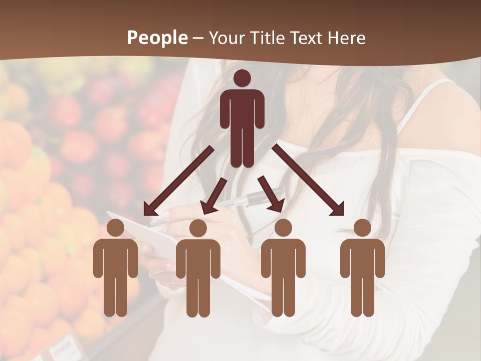 A Woman In A Grocery Store Writing On A Clipboard PowerPoint Template