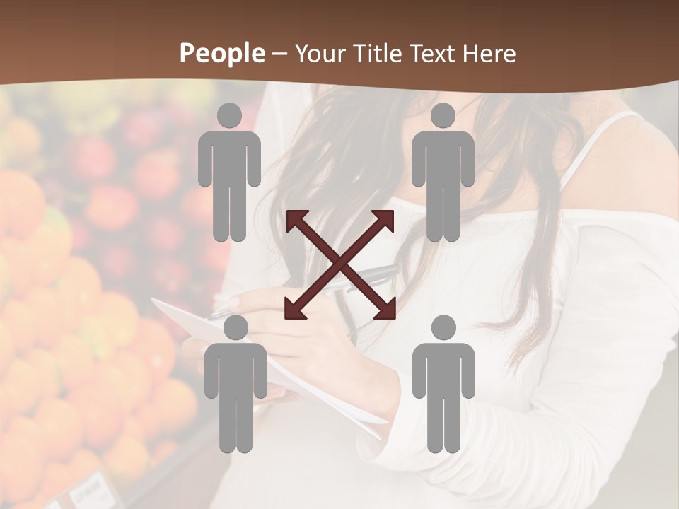 A Woman In A Grocery Store Writing On A Clipboard PowerPoint Template
