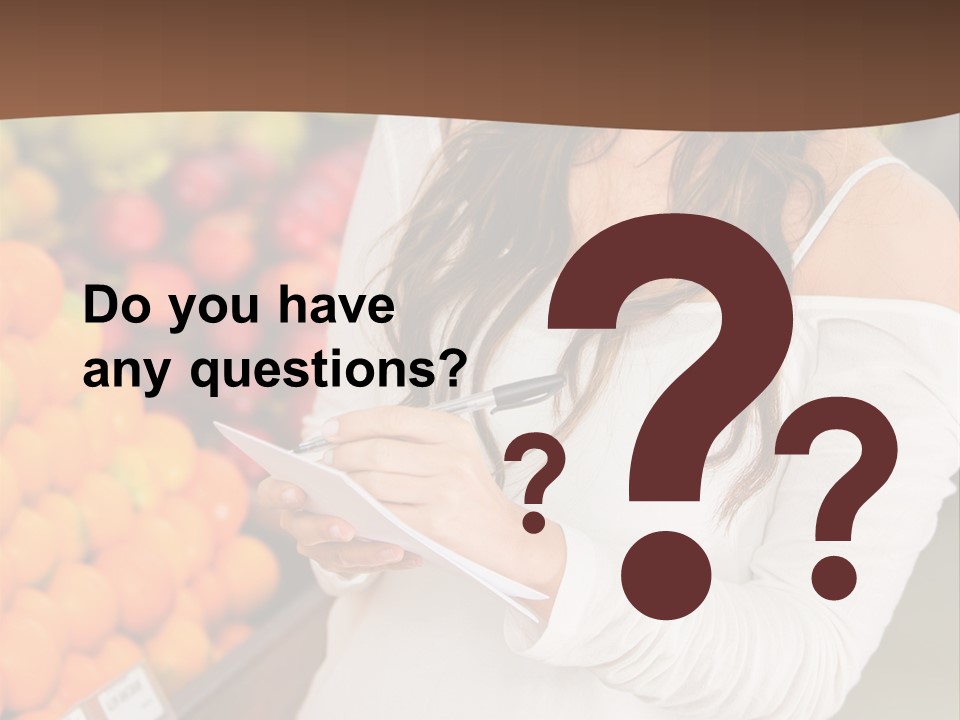 A Woman In A Grocery Store Writing On A Clipboard PowerPoint Template