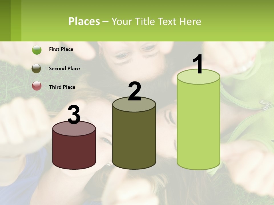 A Group Of Young Women Standing In A Circle With Their Hands In The Air PowerPoint Template