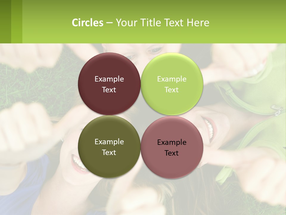 A Group Of Young Women Standing In A Circle With Their Hands In The Air PowerPoint Template