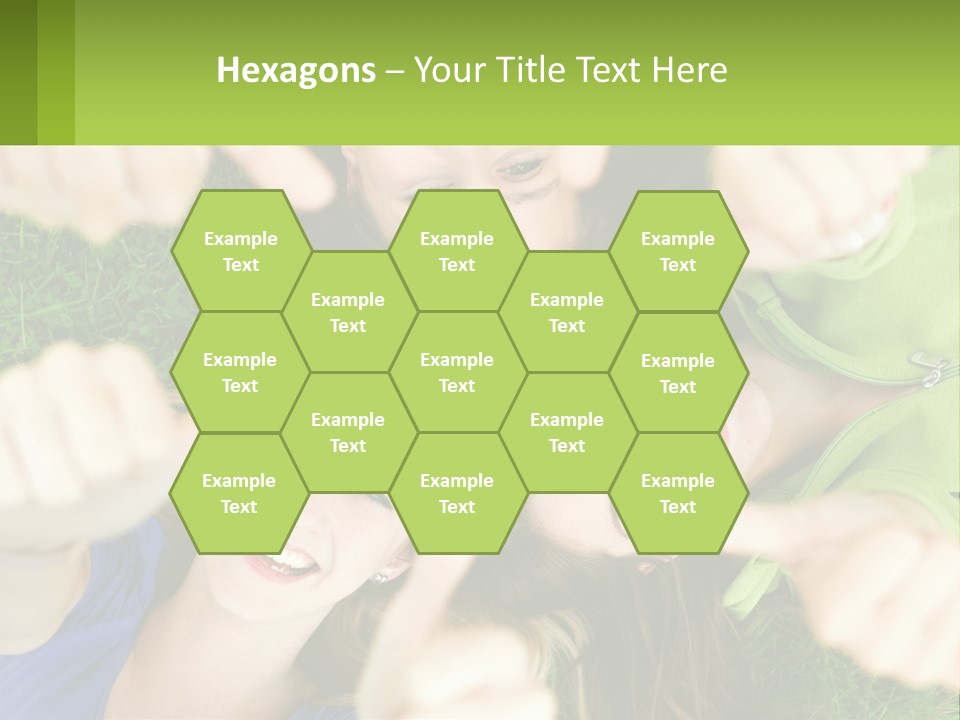 A Group Of Young Women Standing In A Circle With Their Hands In The Air PowerPoint Template