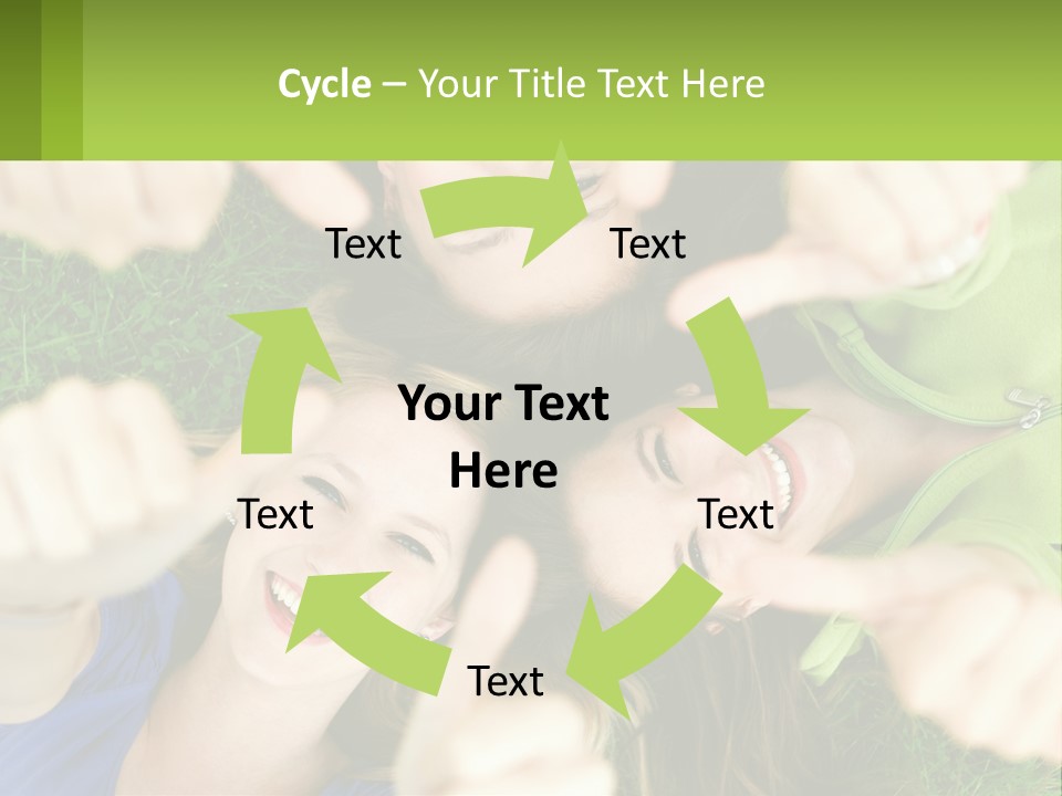 A Group Of Young Women Standing In A Circle With Their Hands In The Air PowerPoint Template