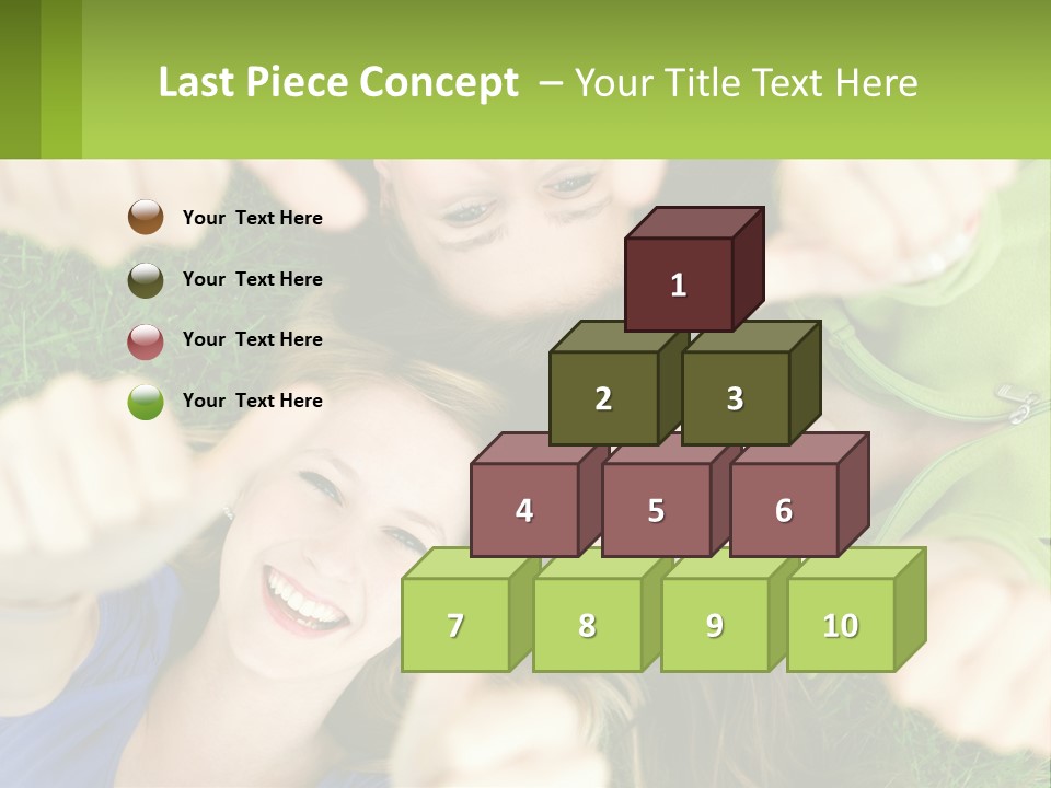 A Group Of Young Women Standing In A Circle With Their Hands In The Air PowerPoint Template