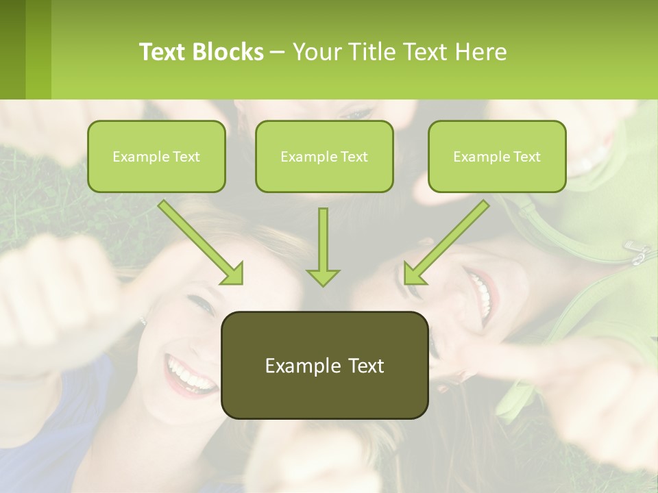 A Group Of Young Women Standing In A Circle With Their Hands In The Air PowerPoint Template