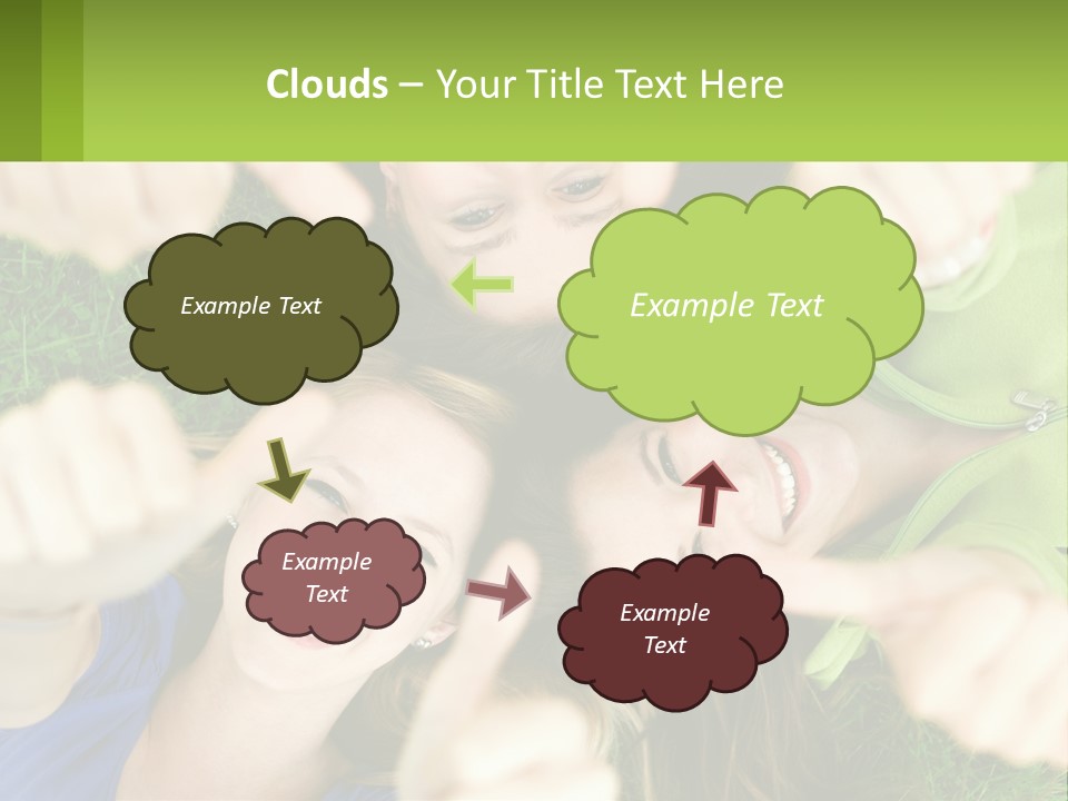 A Group Of Young Women Standing In A Circle With Their Hands In The Air PowerPoint Template