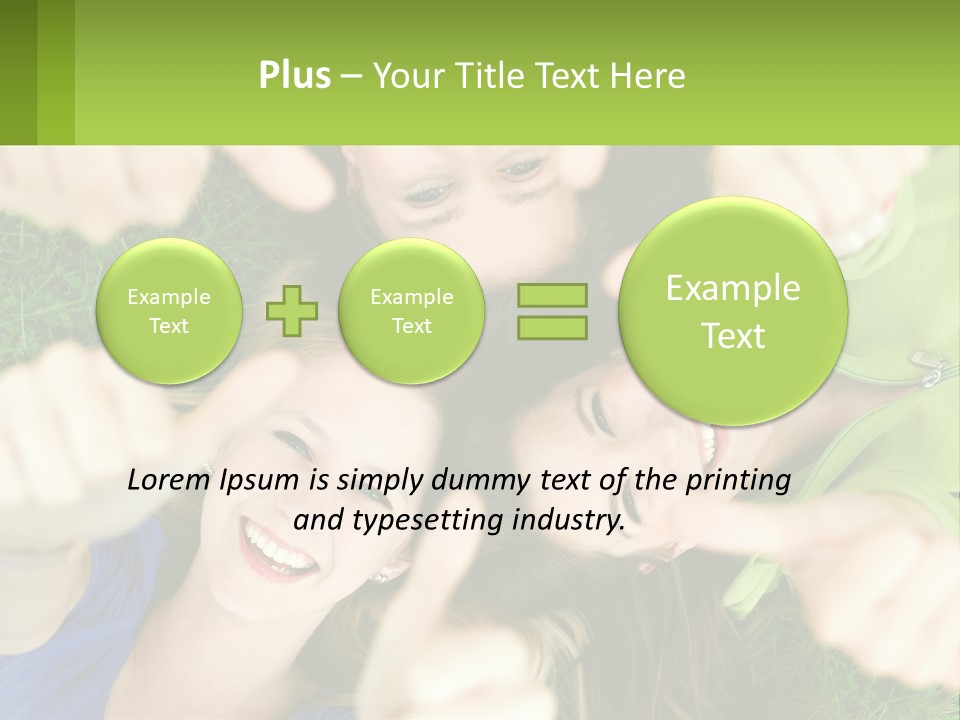 A Group Of Young Women Standing In A Circle With Their Hands In The Air PowerPoint Template