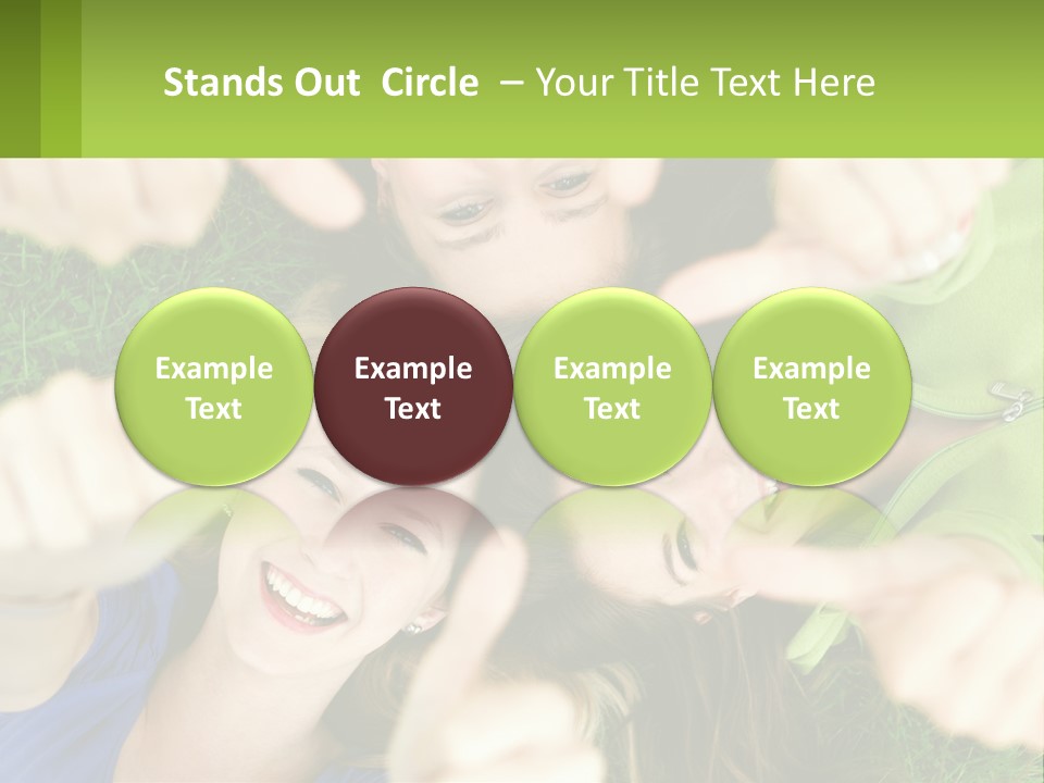 A Group Of Young Women Standing In A Circle With Their Hands In The Air PowerPoint Template