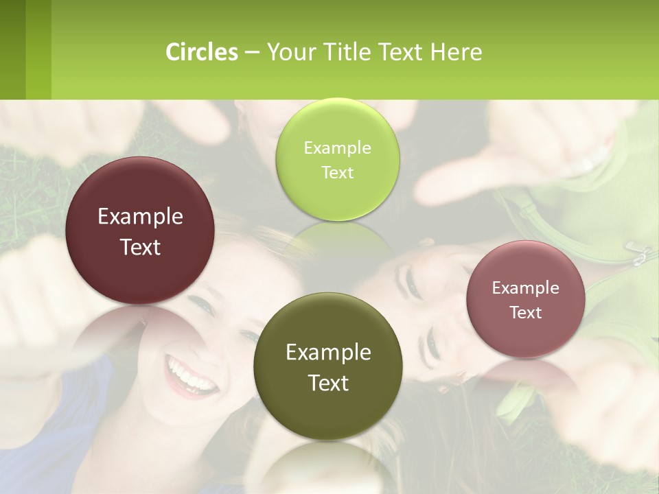 A Group Of Young Women Standing In A Circle With Their Hands In The Air PowerPoint Template