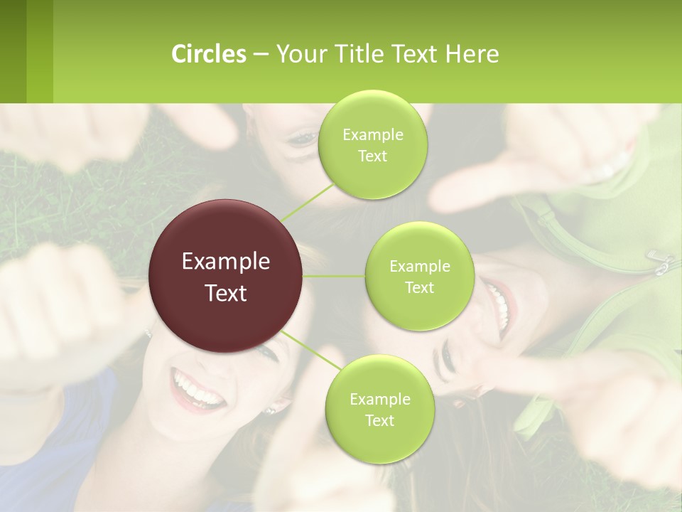 A Group Of Young Women Standing In A Circle With Their Hands In The Air PowerPoint Template