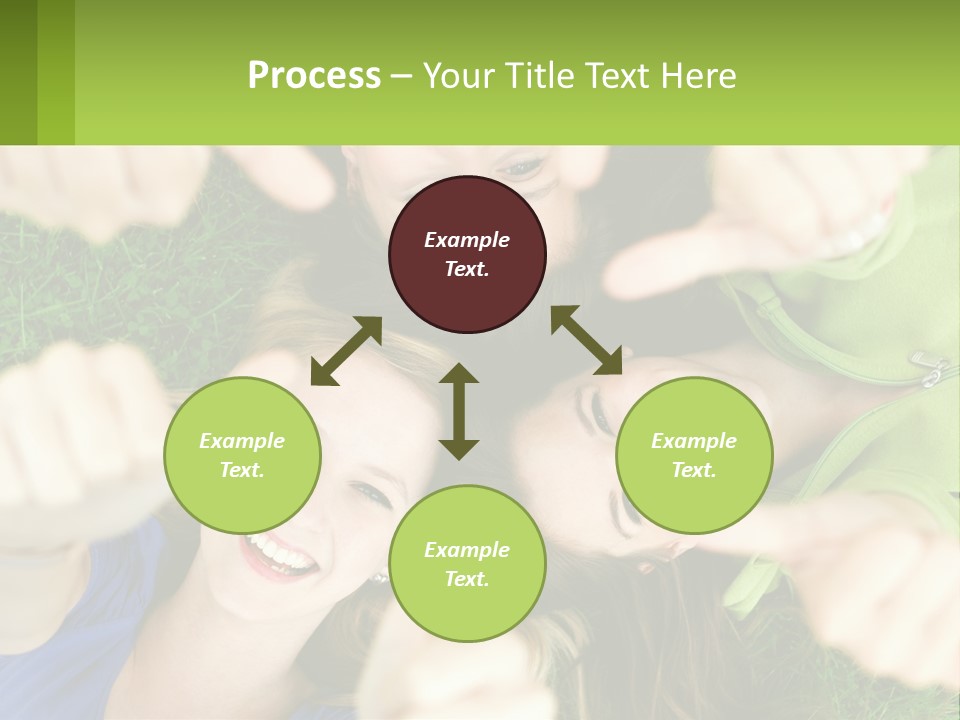 A Group Of Young Women Standing In A Circle With Their Hands In The Air PowerPoint Template