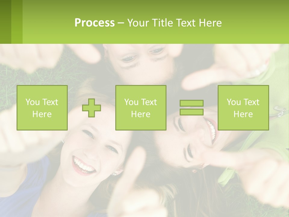 A Group Of Young Women Standing In A Circle With Their Hands In The Air PowerPoint Template