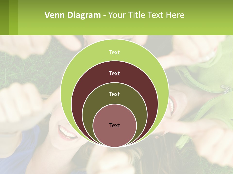 A Group Of Young Women Standing In A Circle With Their Hands In The Air PowerPoint Template