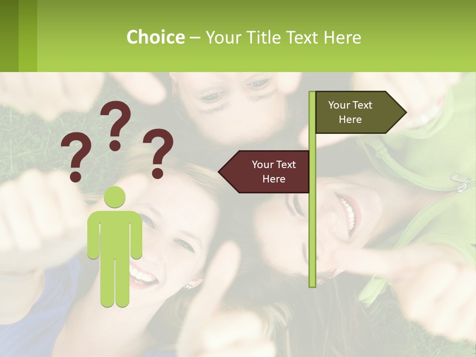 A Group Of Young Women Standing In A Circle With Their Hands In The Air PowerPoint Template