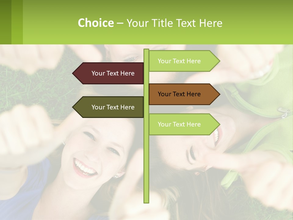 A Group Of Young Women Standing In A Circle With Their Hands In The Air PowerPoint Template