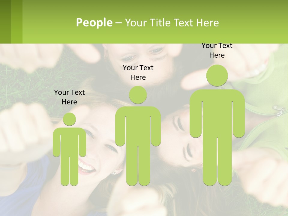 A Group Of Young Women Standing In A Circle With Their Hands In The Air PowerPoint Template