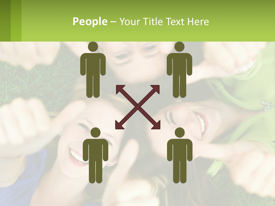 A Group Of Young Women Standing In A Circle With Their Hands In The Air PowerPoint Template