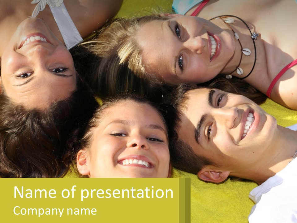 A Group Of People Laying On Top Of Each Other PowerPoint Template