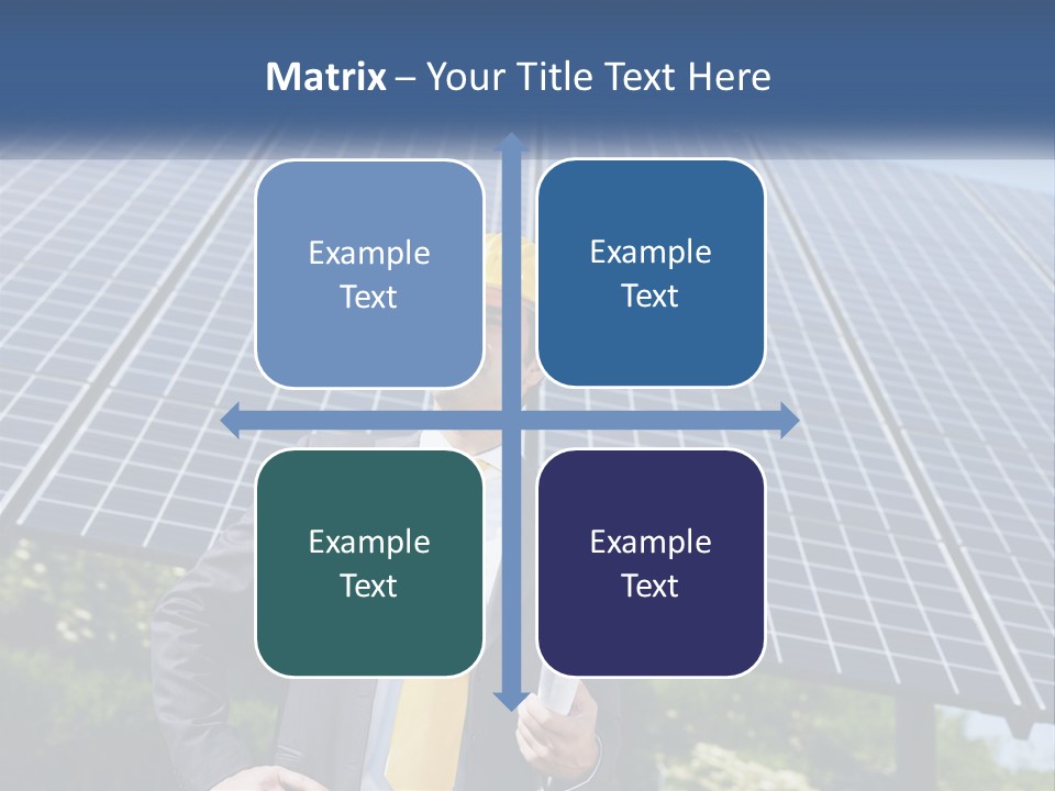 A Man Wearing A Hard Hat Standing In Front Of A Solar Panel PowerPoint Template