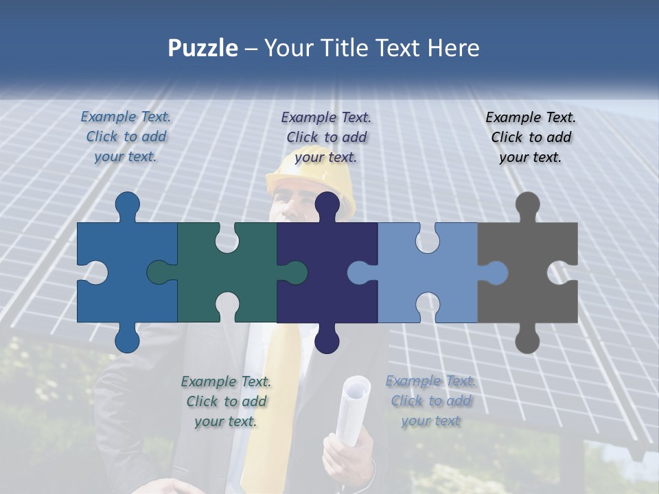 A Man Wearing A Hard Hat Standing In Front Of A Solar Panel PowerPoint Template