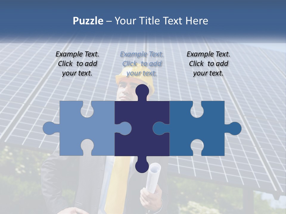 A Man Wearing A Hard Hat Standing In Front Of A Solar Panel PowerPoint Template