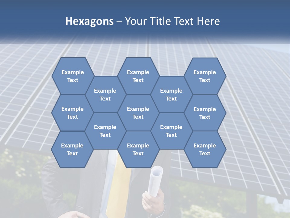 A Man Wearing A Hard Hat Standing In Front Of A Solar Panel PowerPoint Template