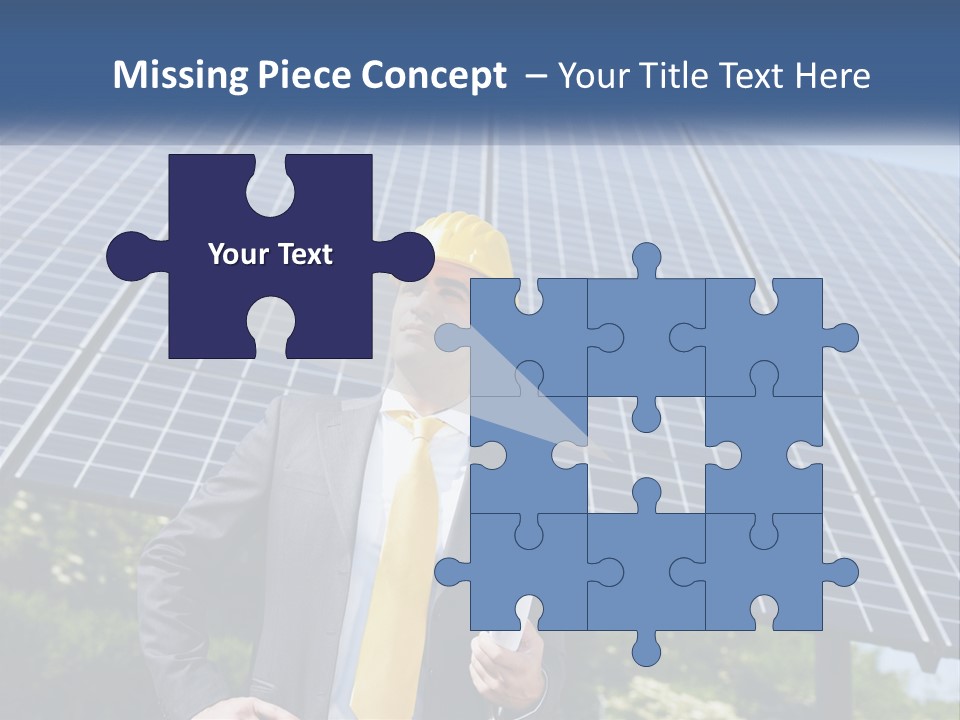 A Man Wearing A Hard Hat Standing In Front Of A Solar Panel PowerPoint Template
