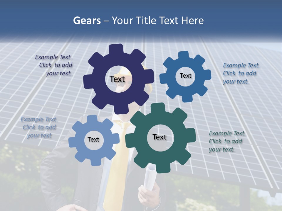 A Man Wearing A Hard Hat Standing In Front Of A Solar Panel PowerPoint Template