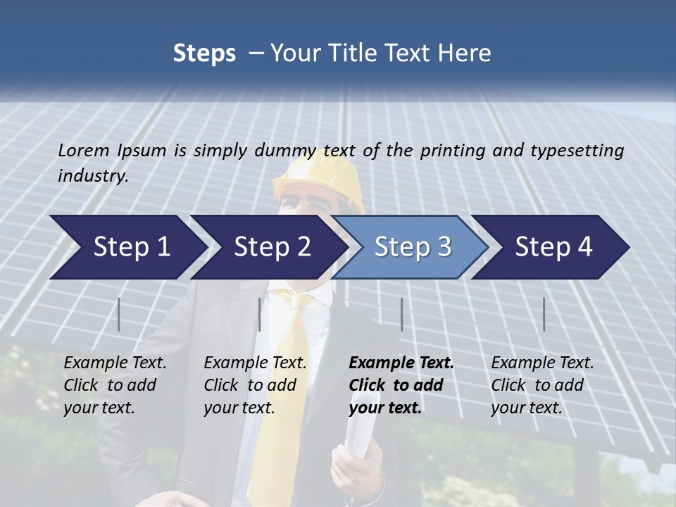A Man Wearing A Hard Hat Standing In Front Of A Solar Panel PowerPoint Template
