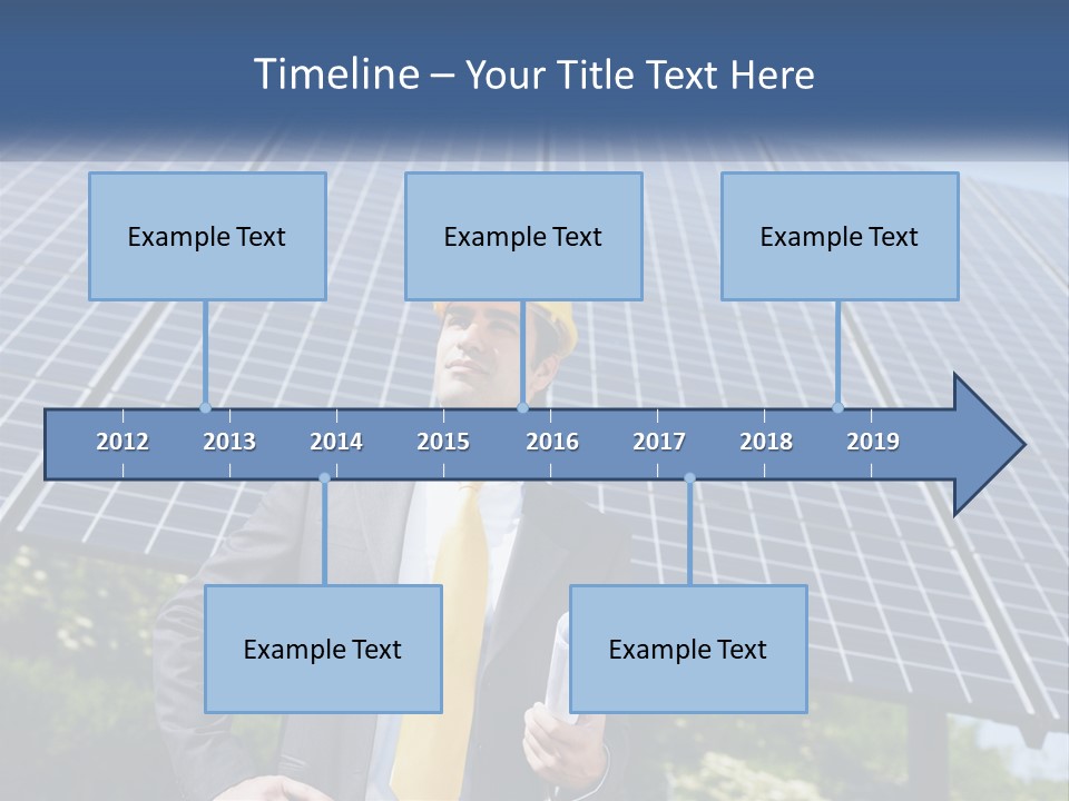 A Man Wearing A Hard Hat Standing In Front Of A Solar Panel PowerPoint Template