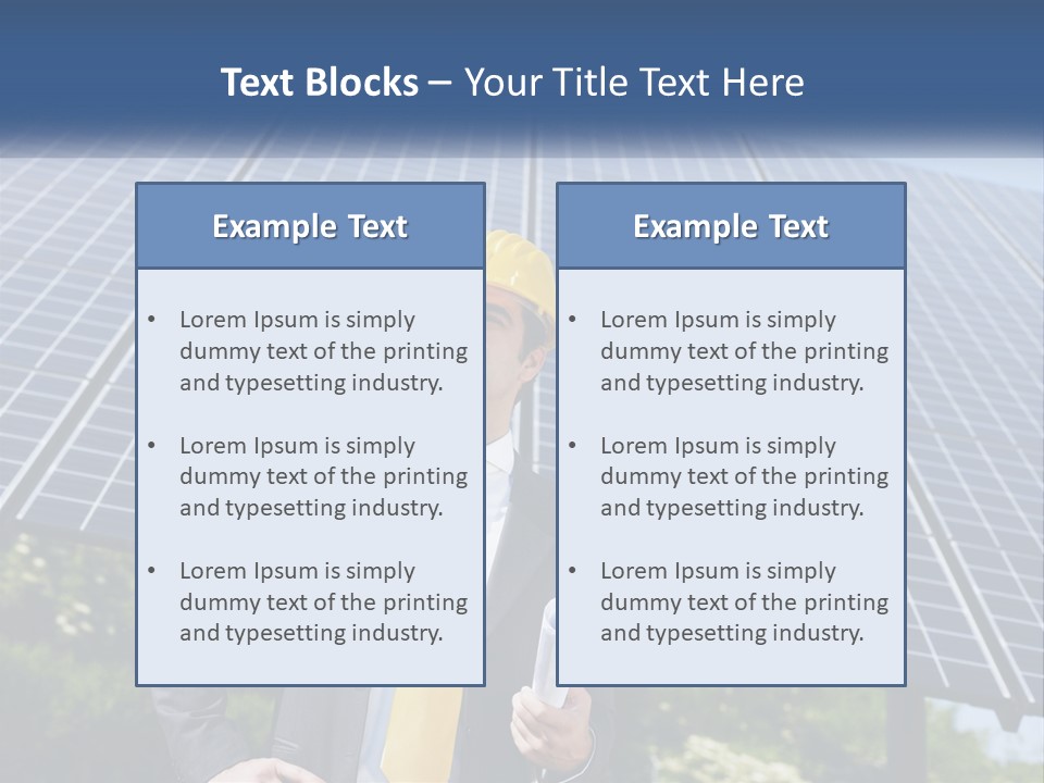 A Man Wearing A Hard Hat Standing In Front Of A Solar Panel PowerPoint Template