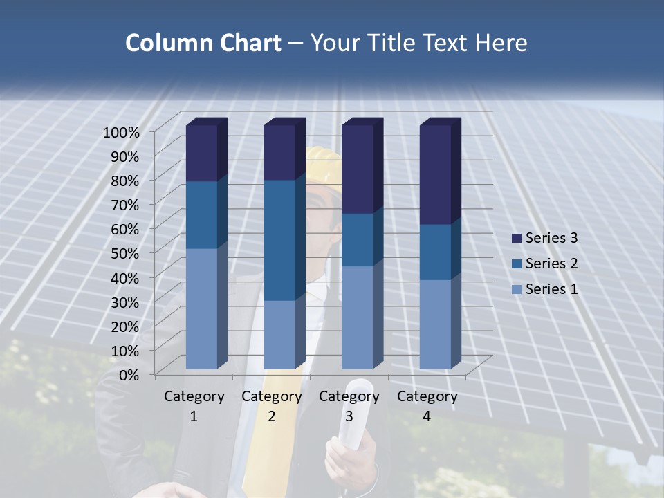 A Man Wearing A Hard Hat Standing In Front Of A Solar Panel PowerPoint Template