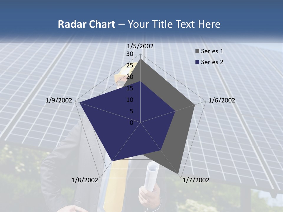 A Man Wearing A Hard Hat Standing In Front Of A Solar Panel PowerPoint Template