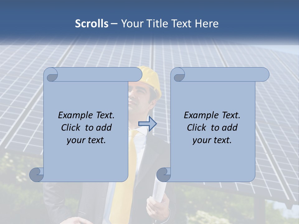 A Man Wearing A Hard Hat Standing In Front Of A Solar Panel PowerPoint Template